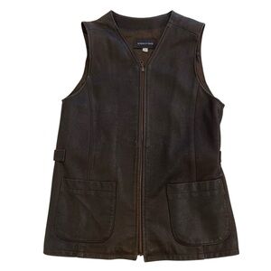Women’s real leather brown Tristan & Iseut Canada made zip vest medium genuine
